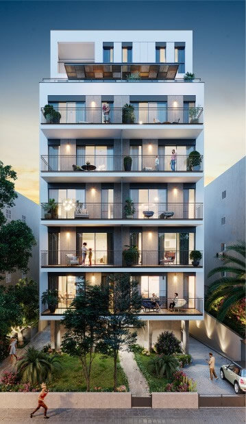 בניין מהפרויקט בשקיעה